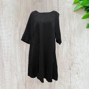 Pyne & Smith Clothiers Black Linen Shift Dress  XL European Flax Made in USA